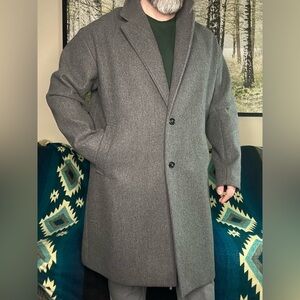 ZARA grey relaxed fit 2 button coat sz L pre owned great condition